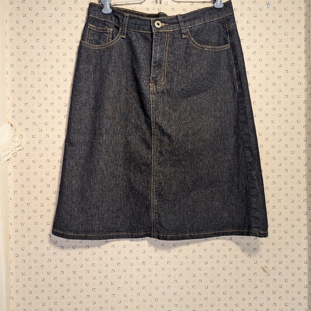 Be-Girl Denim Skirt dark wash western cowgirl festival M coastal versatile NWOT